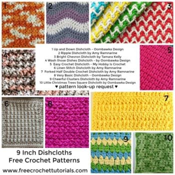 10 Free Patterns for 9-Inch Square Crochet Dishcloths