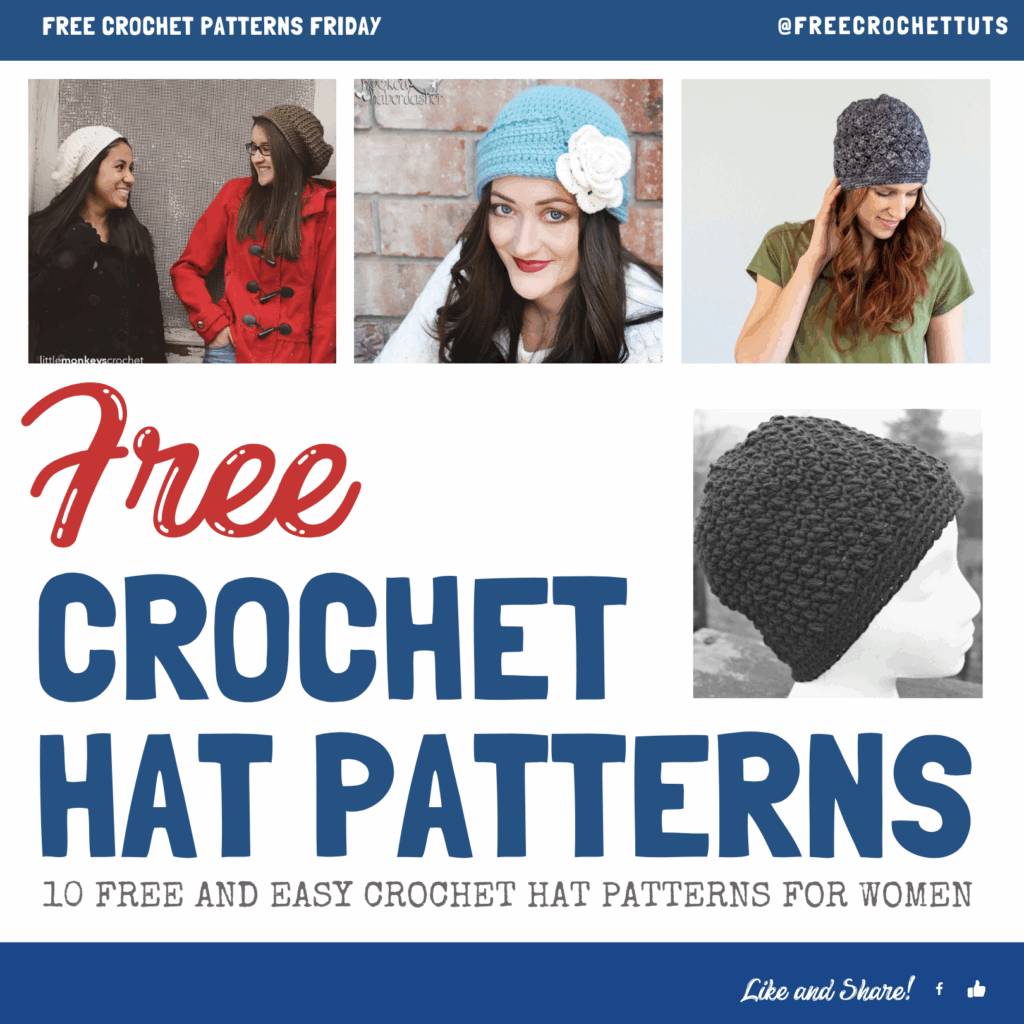 Make stylish hats with these 10 free women's crochet patterns. From beanies to sun hats, craft cozy handmade hats today! #CrochetHats #FreePatterns #WomenCrochet #HandmadeStyle #YarnCraft #DIYProjects #CrochetAddict #CrochetEveryday #HatPatterns #CrochetCommunity