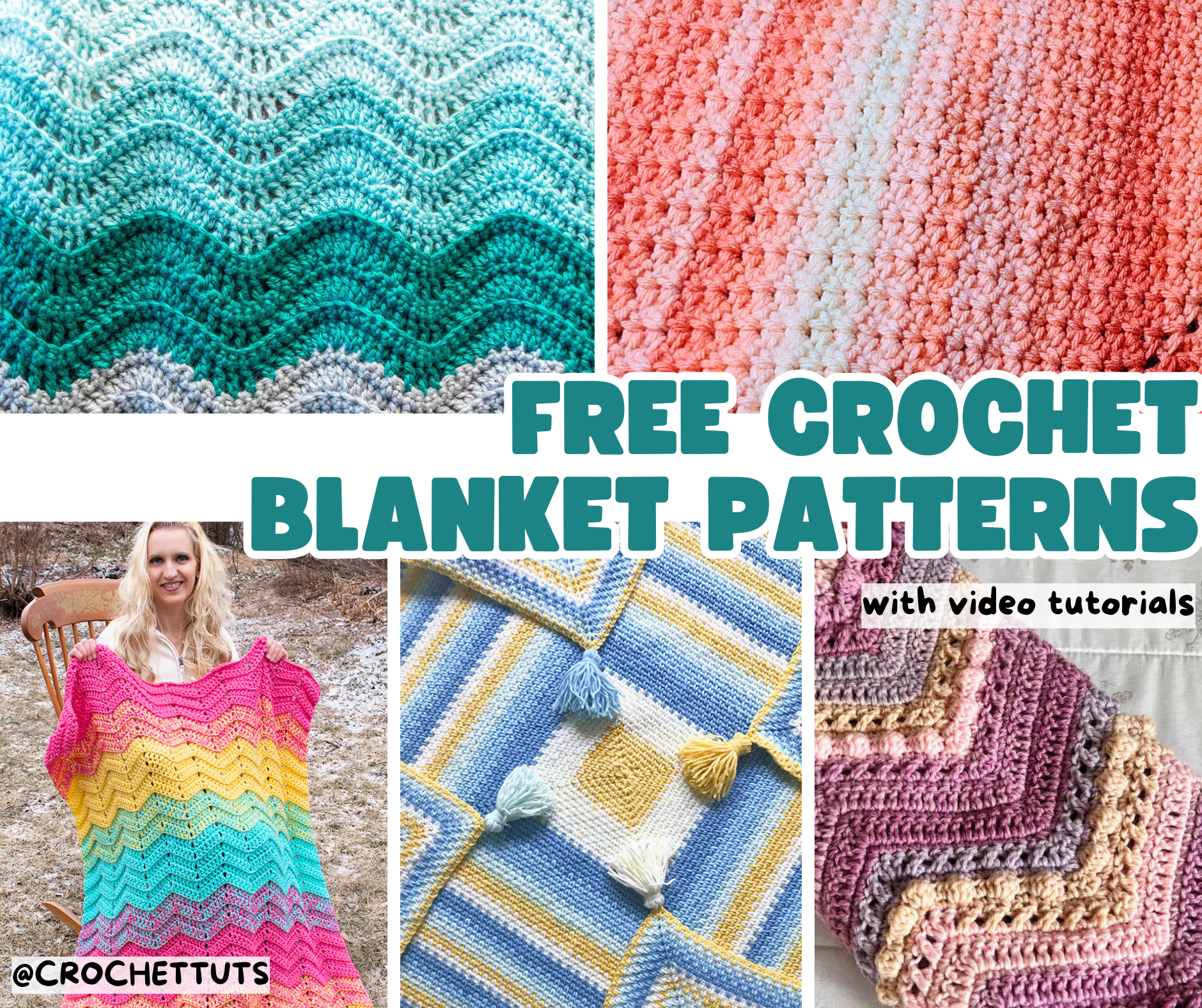 Free Crochet Blanket Patterns with Video Tutorials! Learn step-by-step with these cozy and creative designs.