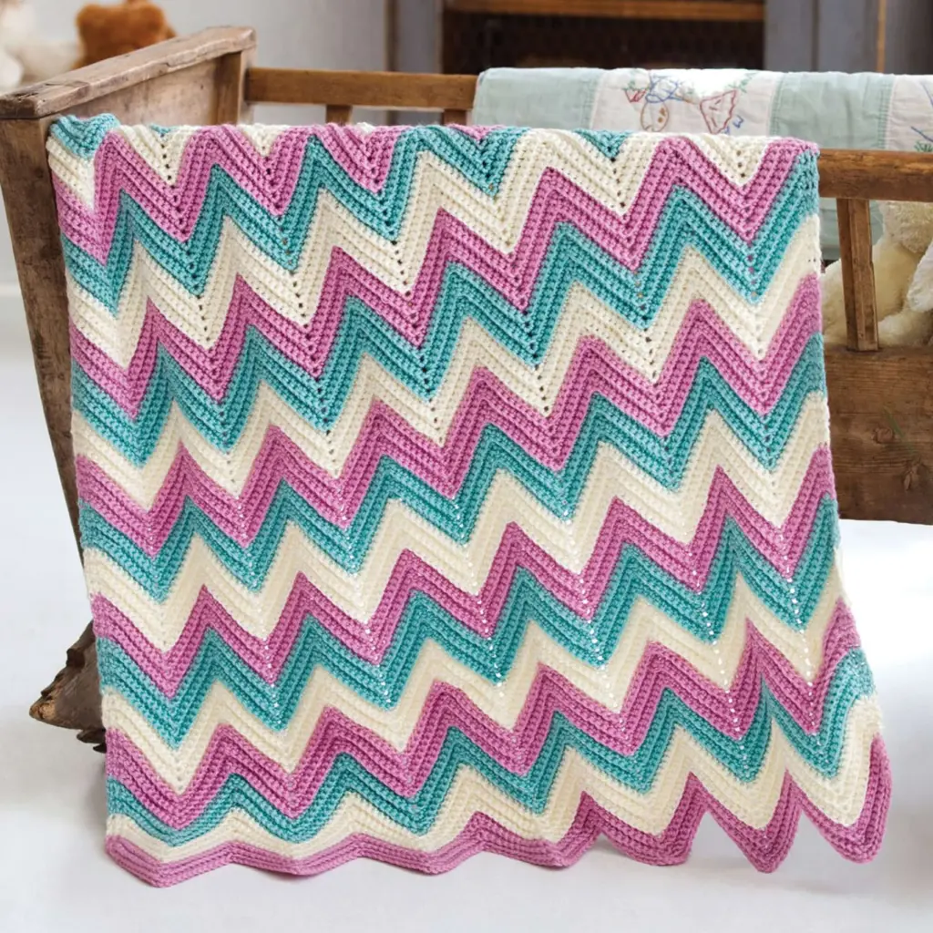 The Zig Zag Ripple Blanket pattern is available as a free PDF download from Yarnspirations. Print a free copy and follow-along as Mikey from The Crochet Crowd demonstrates how easy it is to make this vintage ripple afghan. Watch the video here.
