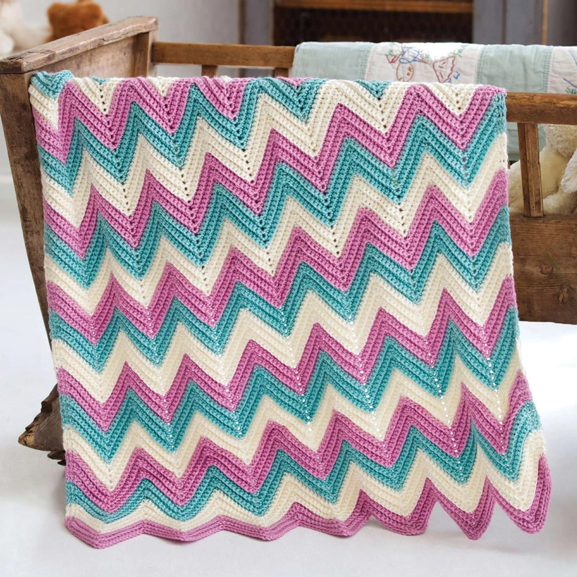 The Zig Zag Ripple Blanket pattern is available as a free PDF download from Yarnspirations. Print a free copy and follow-along as Mikey from The Crochet Crowd demonstrates how easy it is to make this vintage ripple afghan. Watch the video here.