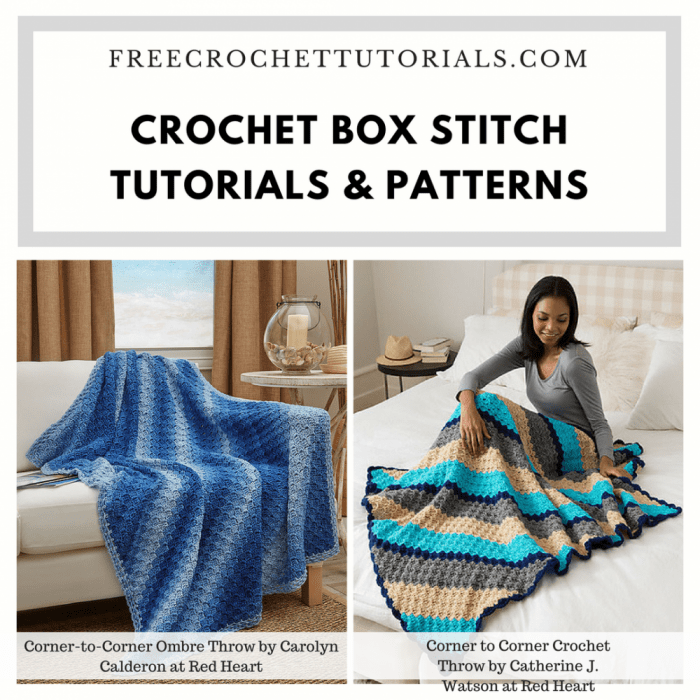 There are a number of different options when it comes to the crocheted box stitch - it can be worked horizontally in straight rows or even diagonally, from corner to corner - which is why it is often referred to as the corner-to-corner stitch, corner to corner shell stitch, or simply the C2C Stitch.