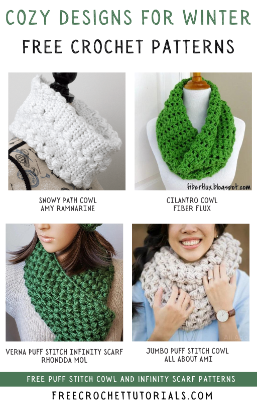 Elevate your winter style with these free puff stitch cowl patterns! 👉💕☃️ Super squishy and oh-so cozy. Stay warm and fabulous, darlings! ❄️🧣🔗 #WinterFashion #PuffStitchMagic
