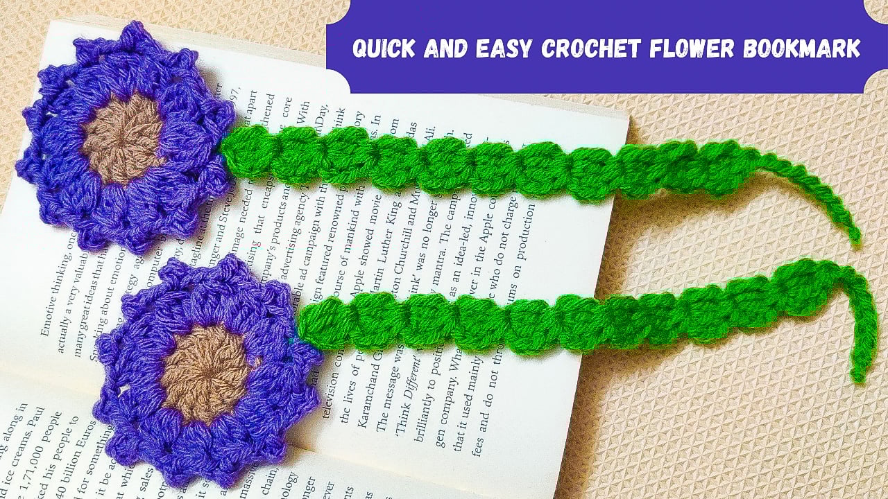 Quick and Easy Flower Bookmark Crochet Pattern • Free Crochet Tutorials