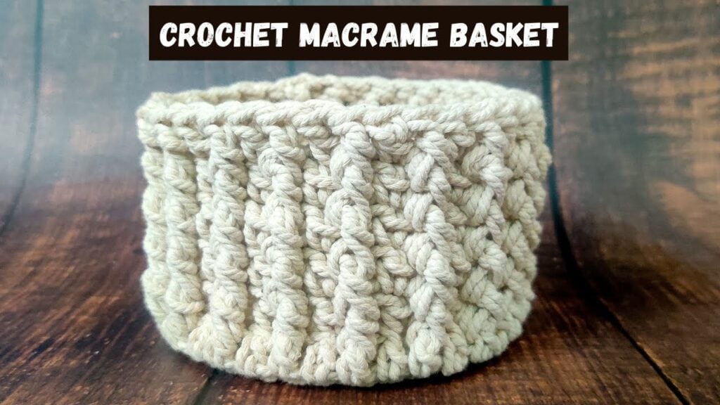 simple and quick Textured Crochet Macrame Basket. The textured look of the basket is made with Front Post Double Crochet and Double Crochet worked alternatively.