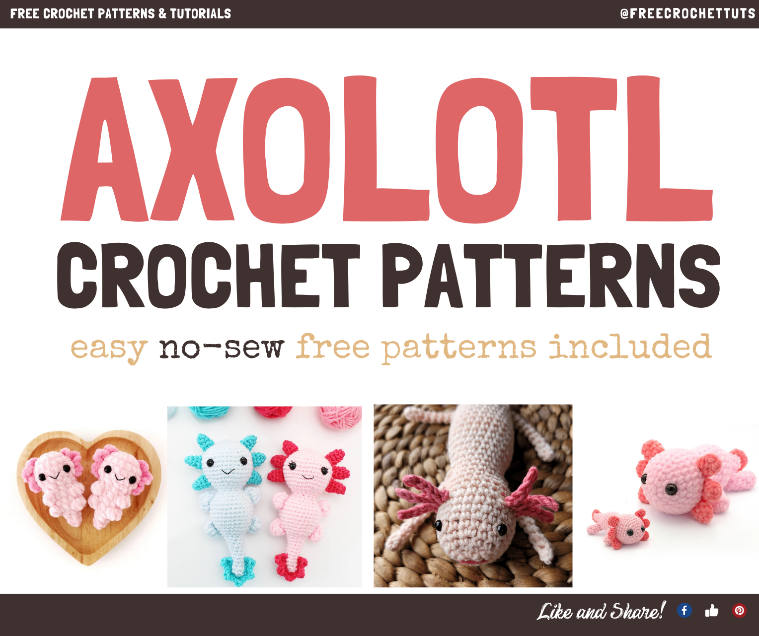 💕 Crochet the cutest axolotl with these free patterns! From soft plushies to no-sew designs, there’s something for everyone! 🌸🧶 Save this post & start stitching today! #axolotl #crochetpattern #amigurumi #crochettoys