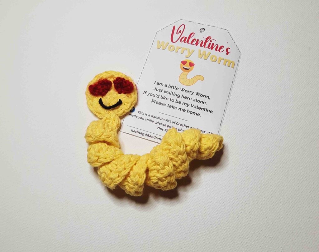 Learn how to crochet a Valentine's Worry Worm with this free pattern and tutorial from Start Crochet.
