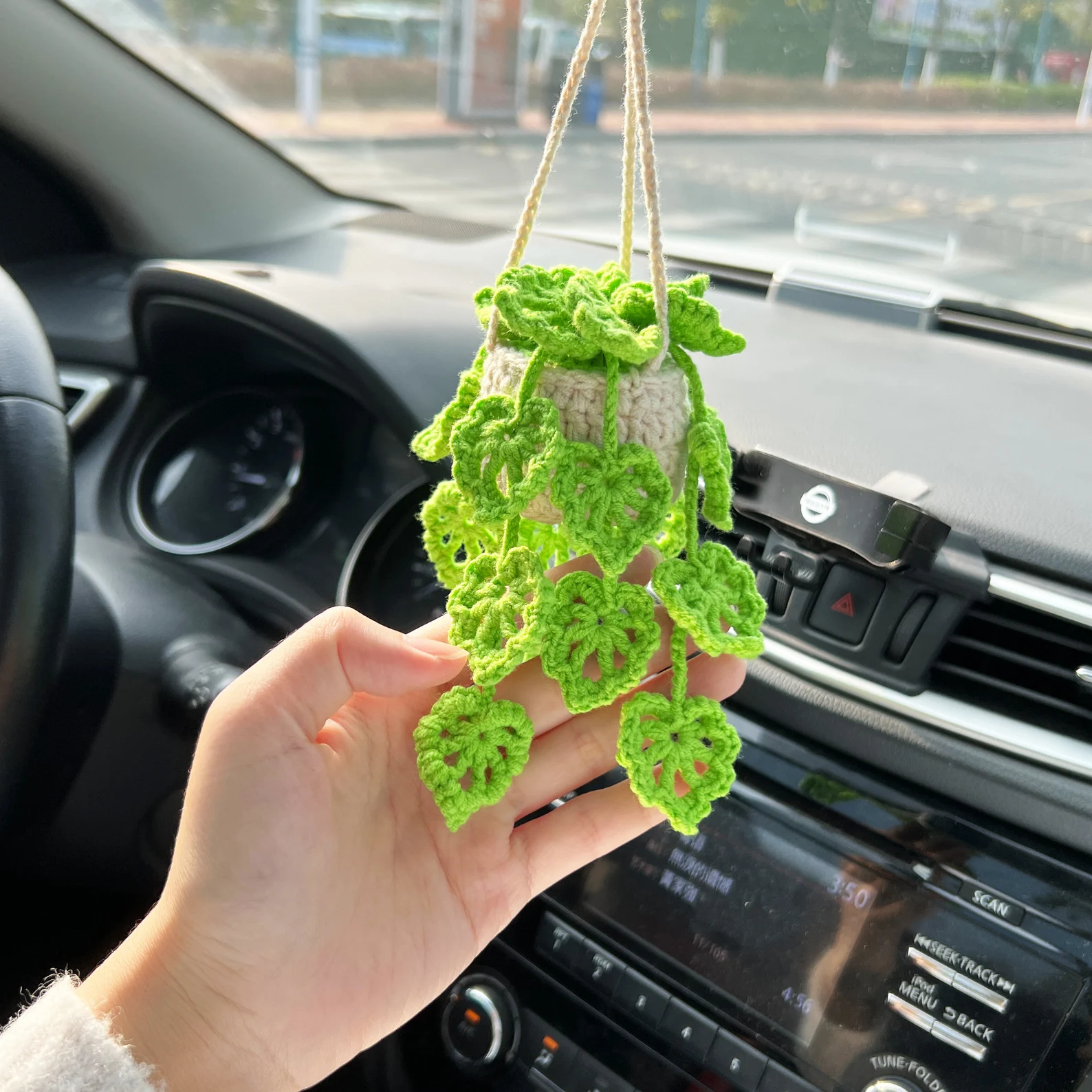 Crochet Flowers Car Hanging, Hanging Plant, Cute Flower Car