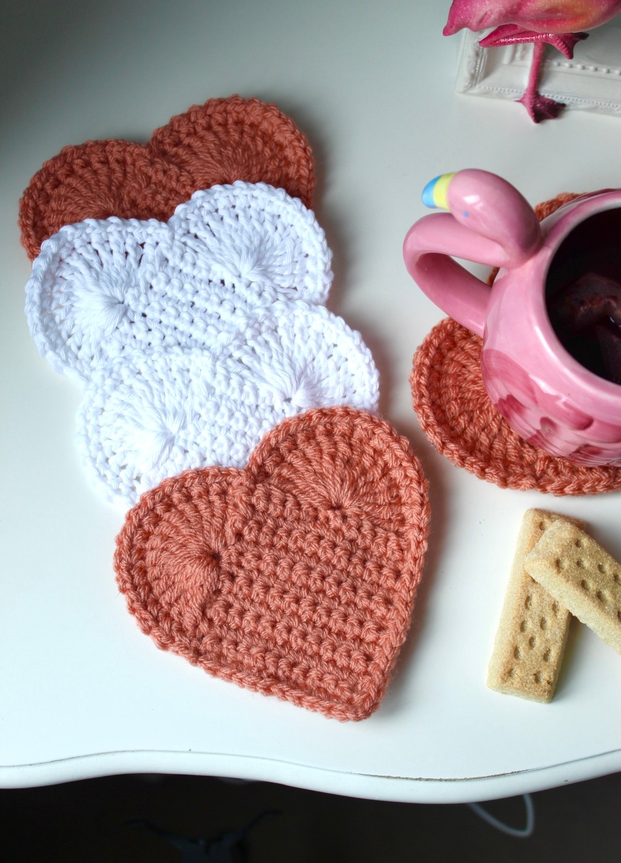 Easy Crochet Heart Coasters