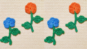 Easy Crochet Flower Branch Pattern with Leafy Stem