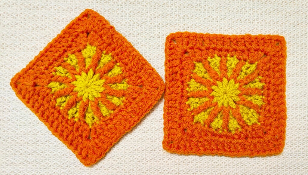 Crochet a bright, cheerful square ☀️ Follow this free step-by-step tutorial by Raji’s Craft Hobby.