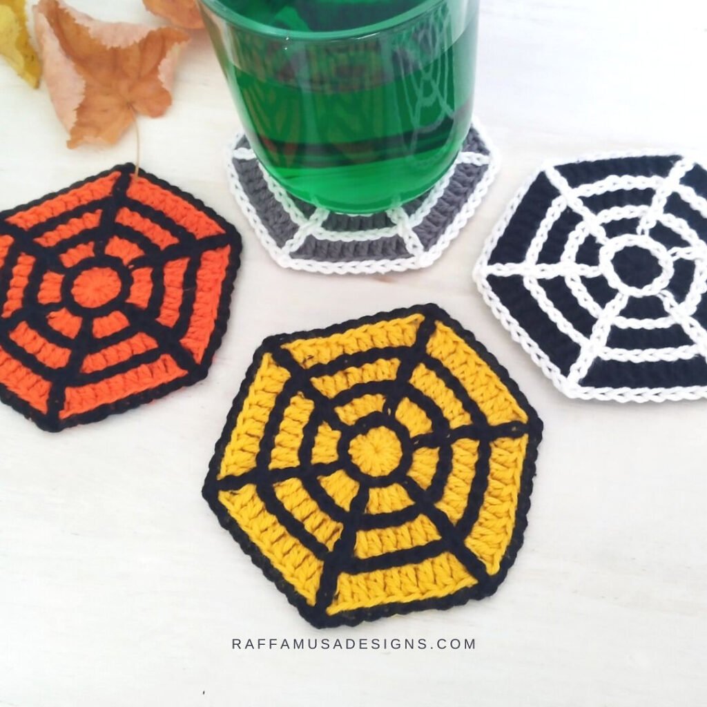 Designed by Raffamusa Designs and crocheted with DK Weight [3] Cotton Yarn, these quick to make Halloween projects are a fun way to decorate! You will need about 20 yards of DK Weight Yarn and both a 3.0 mm crochet hook for this project.