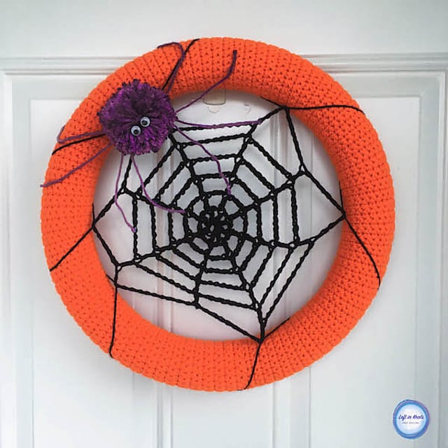 Designed by Megan Meyer, this Halloween Spider Web Wreath is perfect for your door! It even includes an adorable pom pom spider. It was made with Aran Weight Yarn [4] and a 5 mm (H) crochet hook.