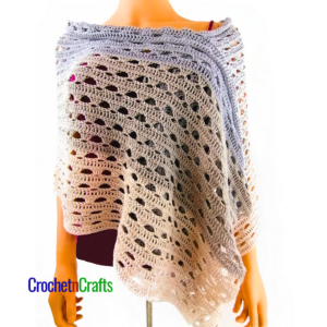 Crochet a lightweight lace wrap for summer! This easy pattern includes stitch multiples so you can adjust the size. Uses Super Fine yarn and a 3.5 mm hook. #crochetwrap #lacecrochet #summercrochet #customsize #freecrochetpattern