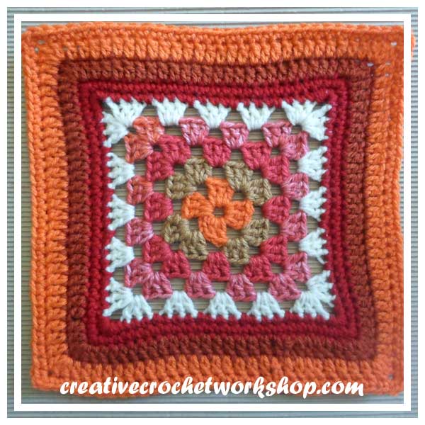 Make the Granny In the Middle Square, a variation on the popular granny square. This free pattern and tutorial is available from Joanita Theron Designs.