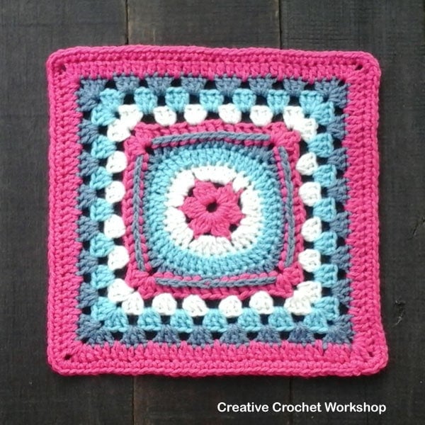 Framed Flower Circle Granny Square Tutorial and Free Pattern